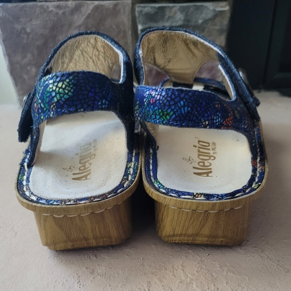 Alegria Kendra "Birdland" Blue Leather Hummingbird Mosaic Sandals EU 37/US 7-7.5 - Picture 4 of 8